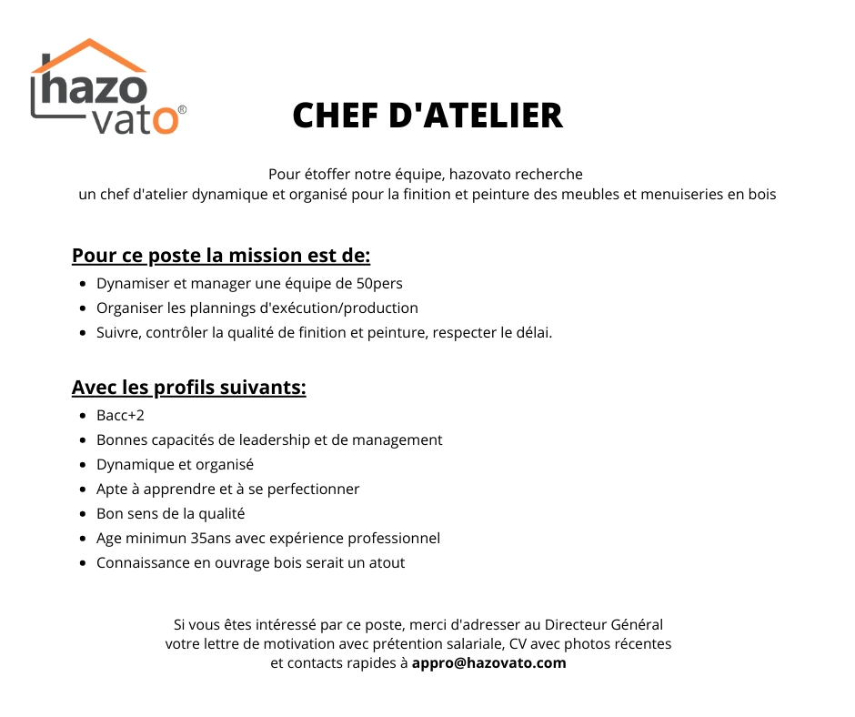 chef d'atelier