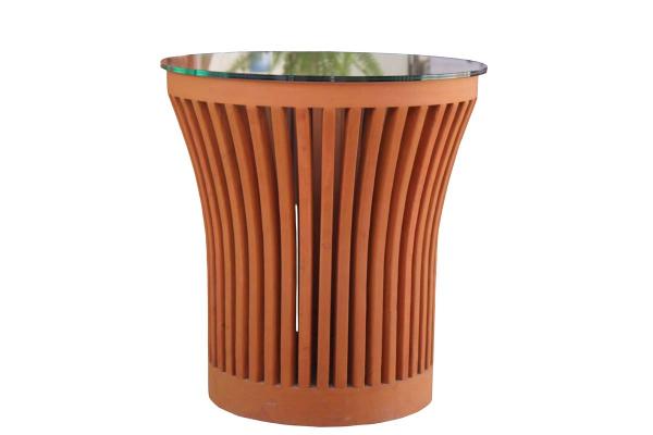 Table ronde avec dessus verre diam70cm BLC Pin autoclave 8kg/m3 HTM310