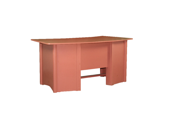 BUREAU CINTRE Pin Verni Teinté Saumon