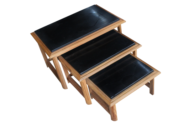 PIETEMENT GIGOGNE Sohihy Verni naturel Rectangle + Elément gigogne rectangle Marbre Noire