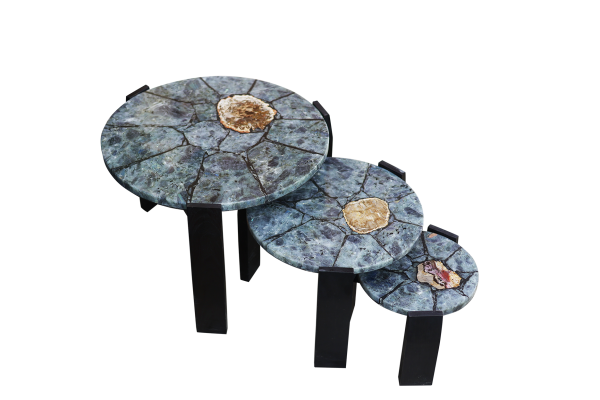 Elément gigogne rond Labradorite avec 1 Tache BS + PIETEMENT GIGOGNE Palissandre Ciré standard Rond 