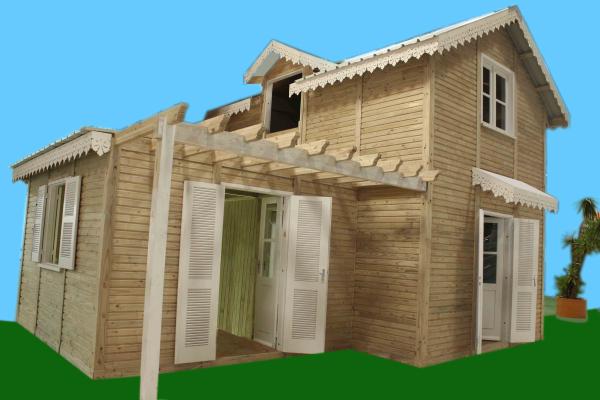 Maison en clin posé sur dalle de surface 46m² avec mezzanine de 11.64m²