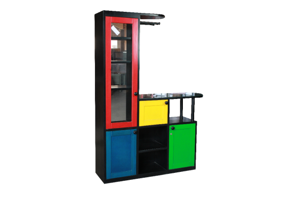 Meuble living /bar MP535 Pin Bicolore Verni Noir/Rouge